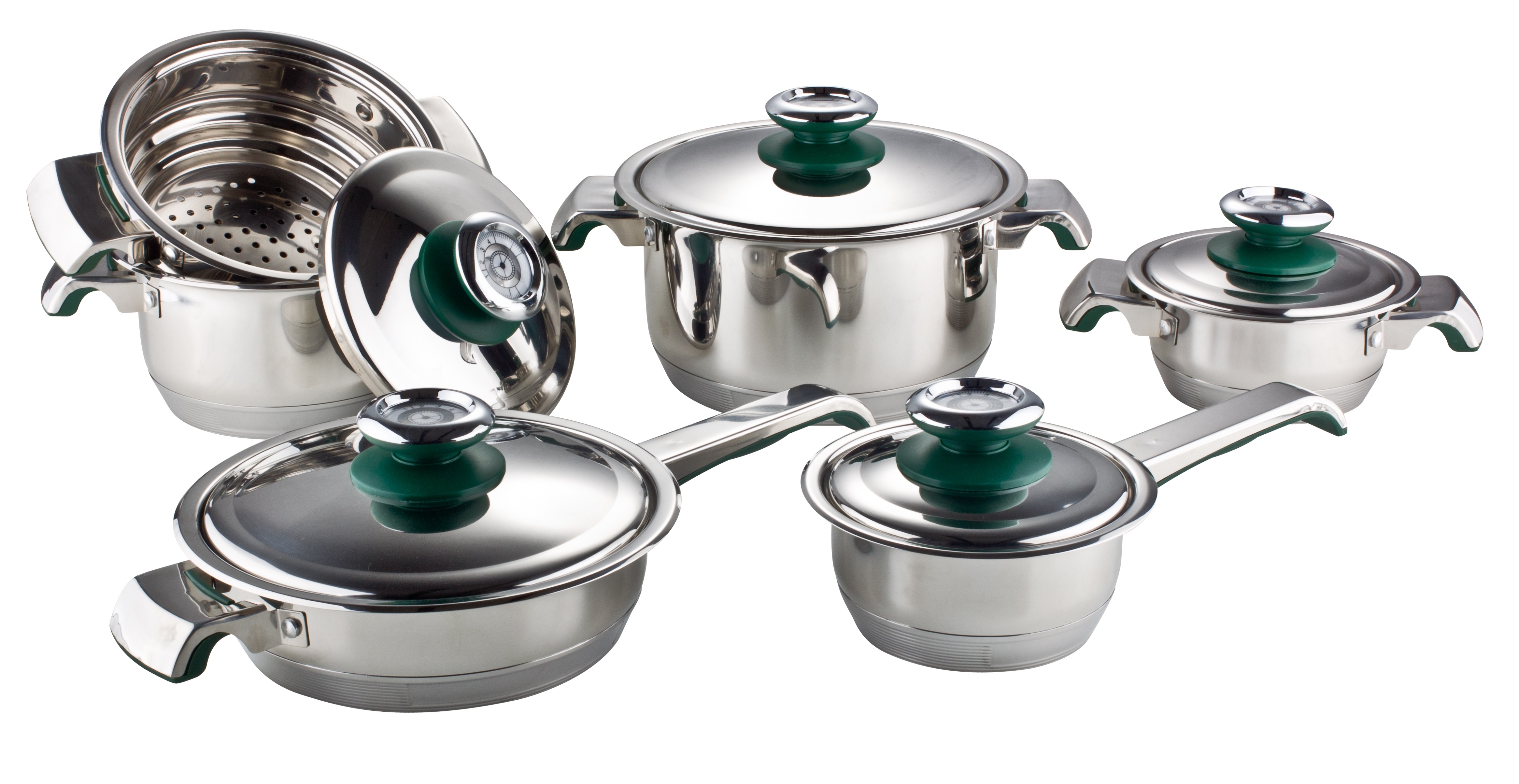 Wide edge shape casserole 11pcs set with steps