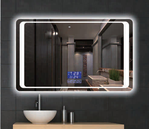 LED smart mirror displays clock and temperature