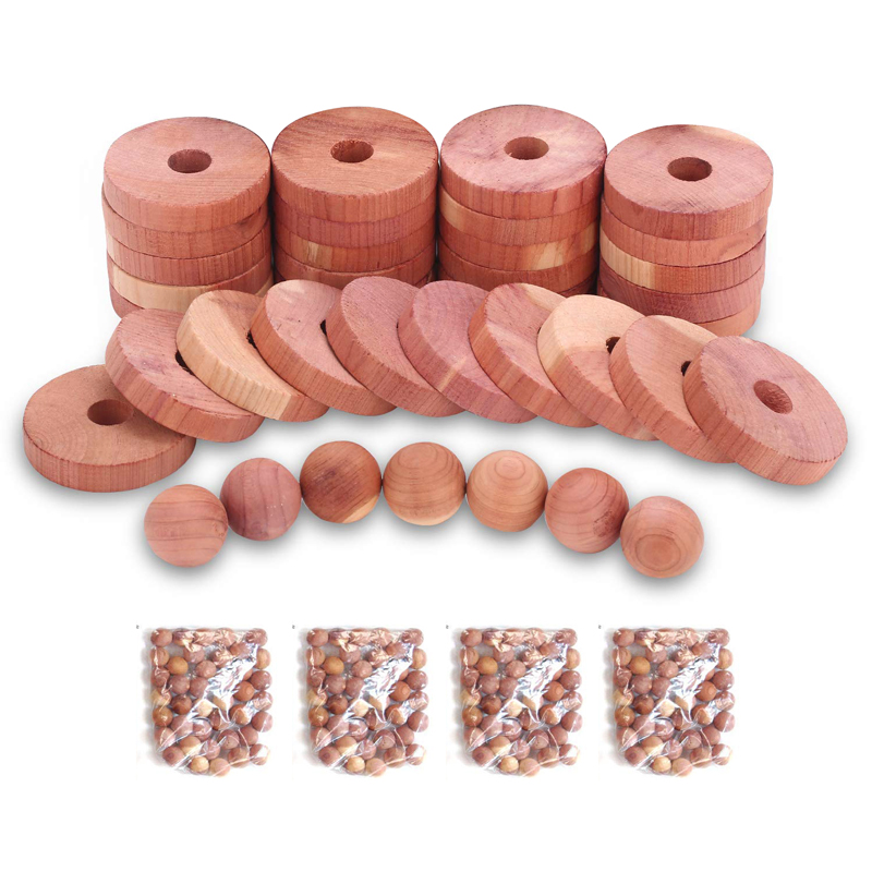 Custom LOGO 100% Natural Scented Red Cedar Balls Cedar Wood Blocks Hanger Rings