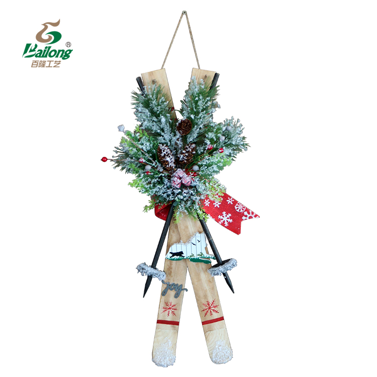 Christmas decorative wooden sled wall hanging for home decor