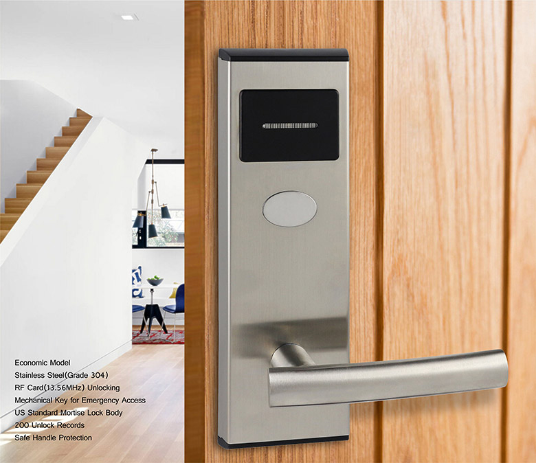 Goodum Electronic ANSI Rfid M1 T5557 Card Mechanical Key Smart Hotel Door Lock A1100