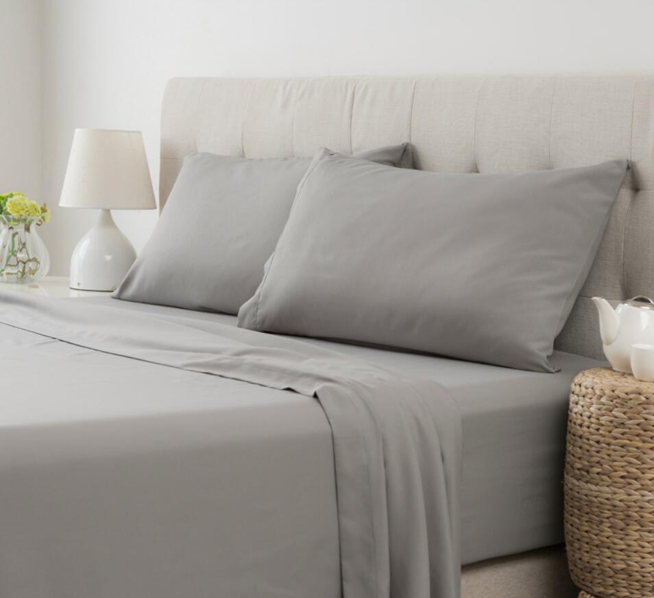 200TC plain Hotel Bedding Set Kit 100% Cotton Satin Solid Color(5PCS/SET)