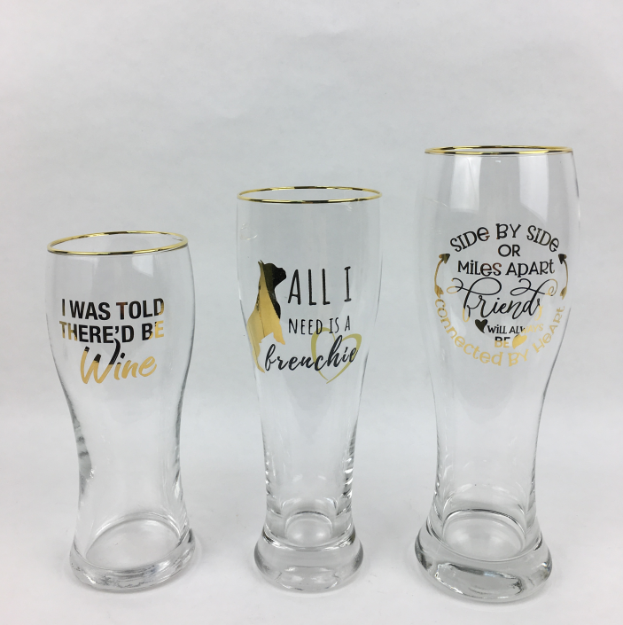 Beer Glasses With Gold Rim And Decals