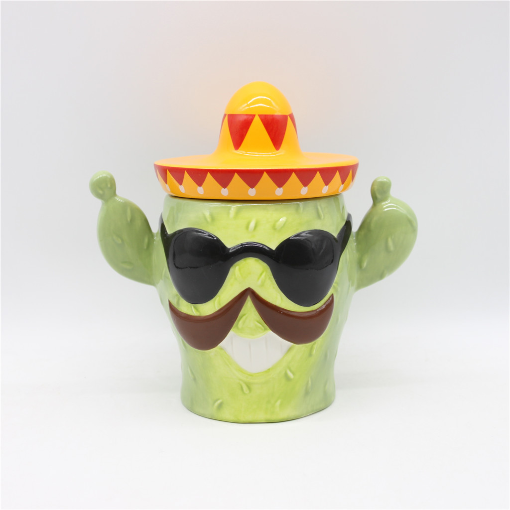 3D ceramic cactus canister
