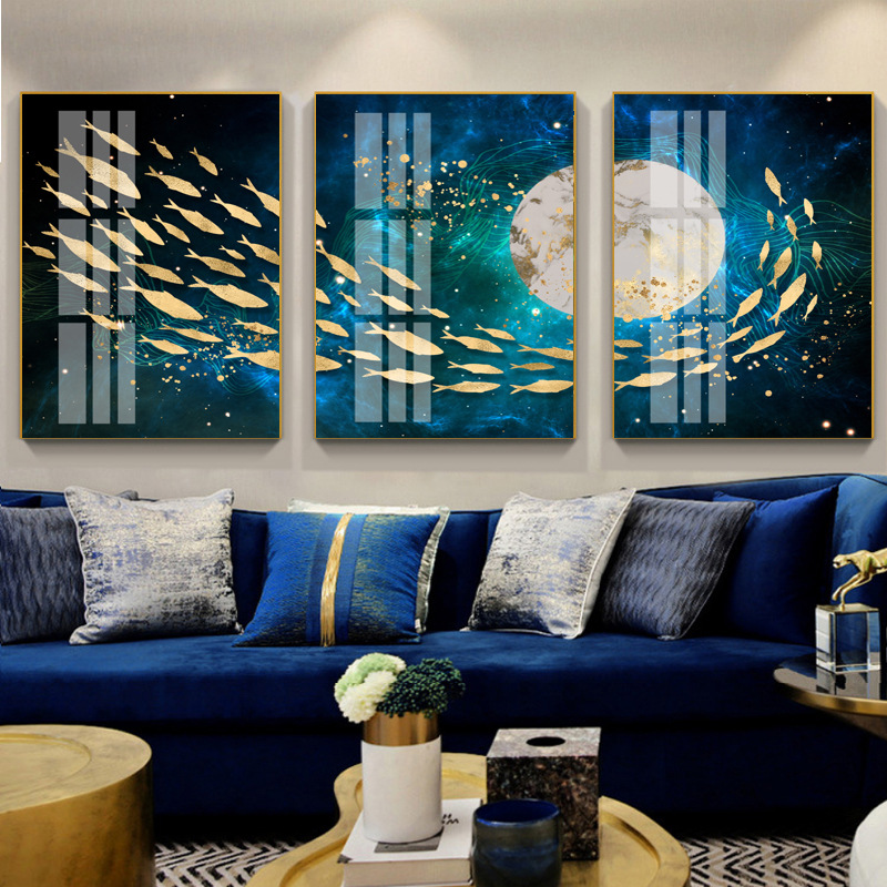 Home Decoration Glass Painting with crystal diamond & metal outer frame