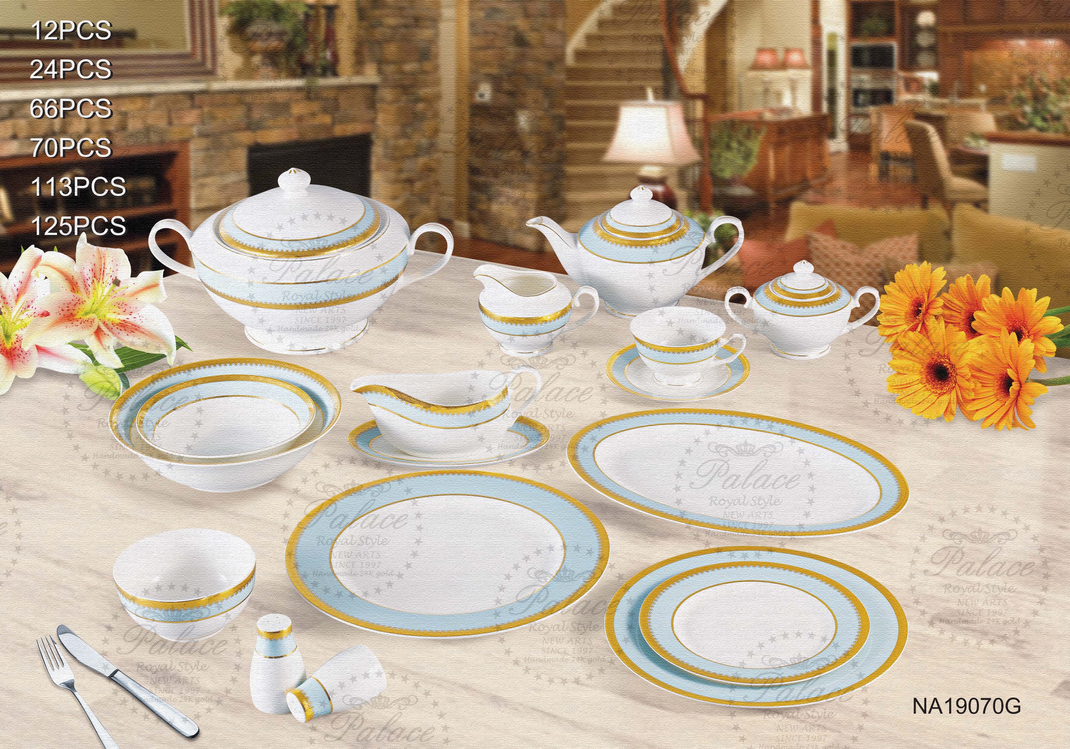 Dinner Set,tea Set-Embossed Gold, New Bone China