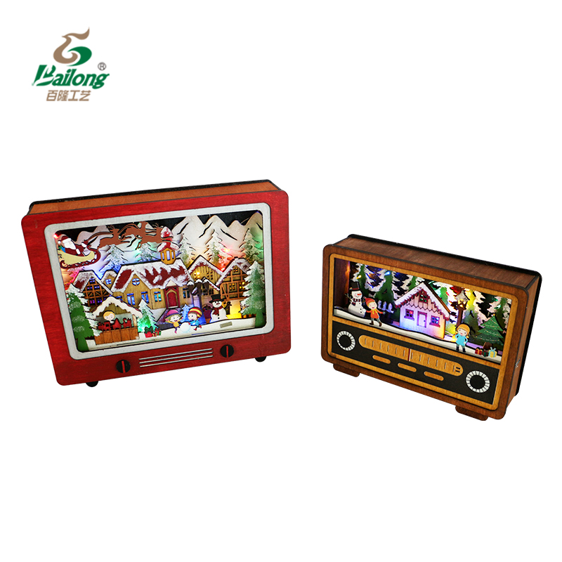 Home decor christmas wood laser cut multicolour led box