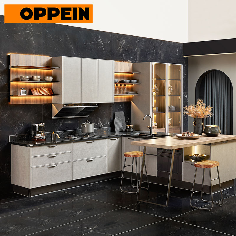 OPPEIN Modern L-shaped Kitchen Cabinet
