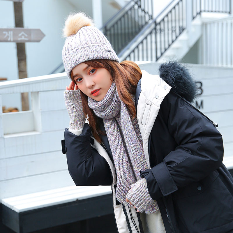 Knitted Winter Beanie Hat Set