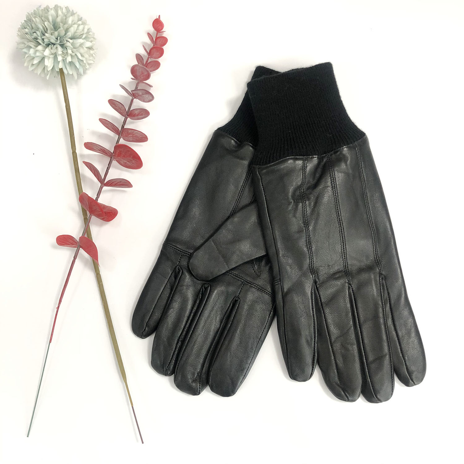 WGLL4 Fashion Warm Touch Screen Leather Mittens Gloves Men