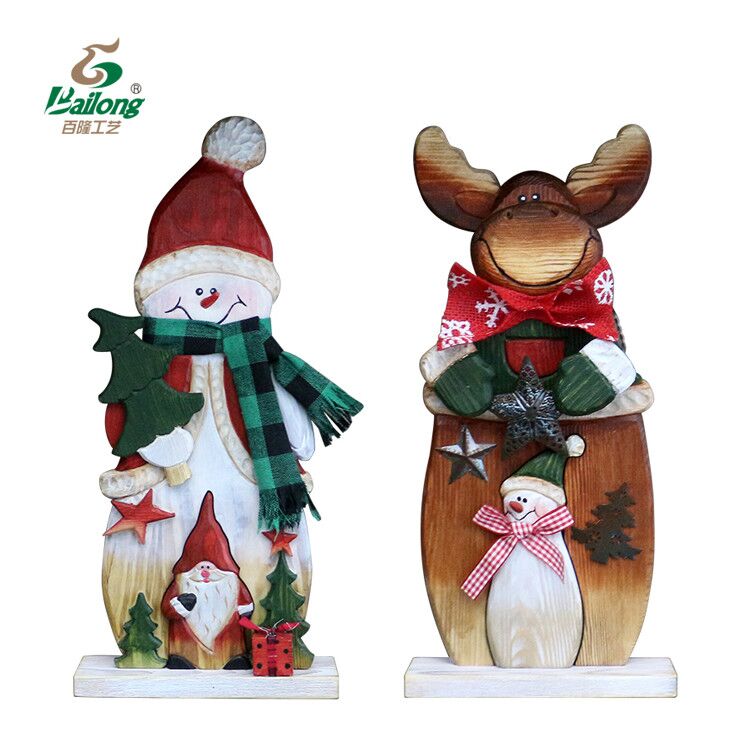 Home decor christmas festival gift wooden decorative snowman santa claus for seasonal decor
