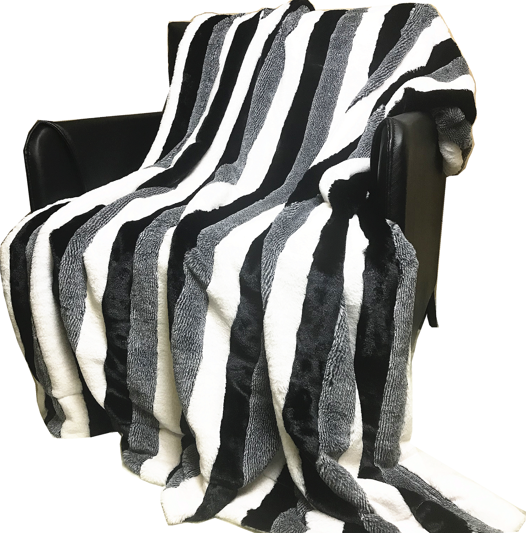 Multi Coloured Jacquard Rabbit Fur Throw Blanket