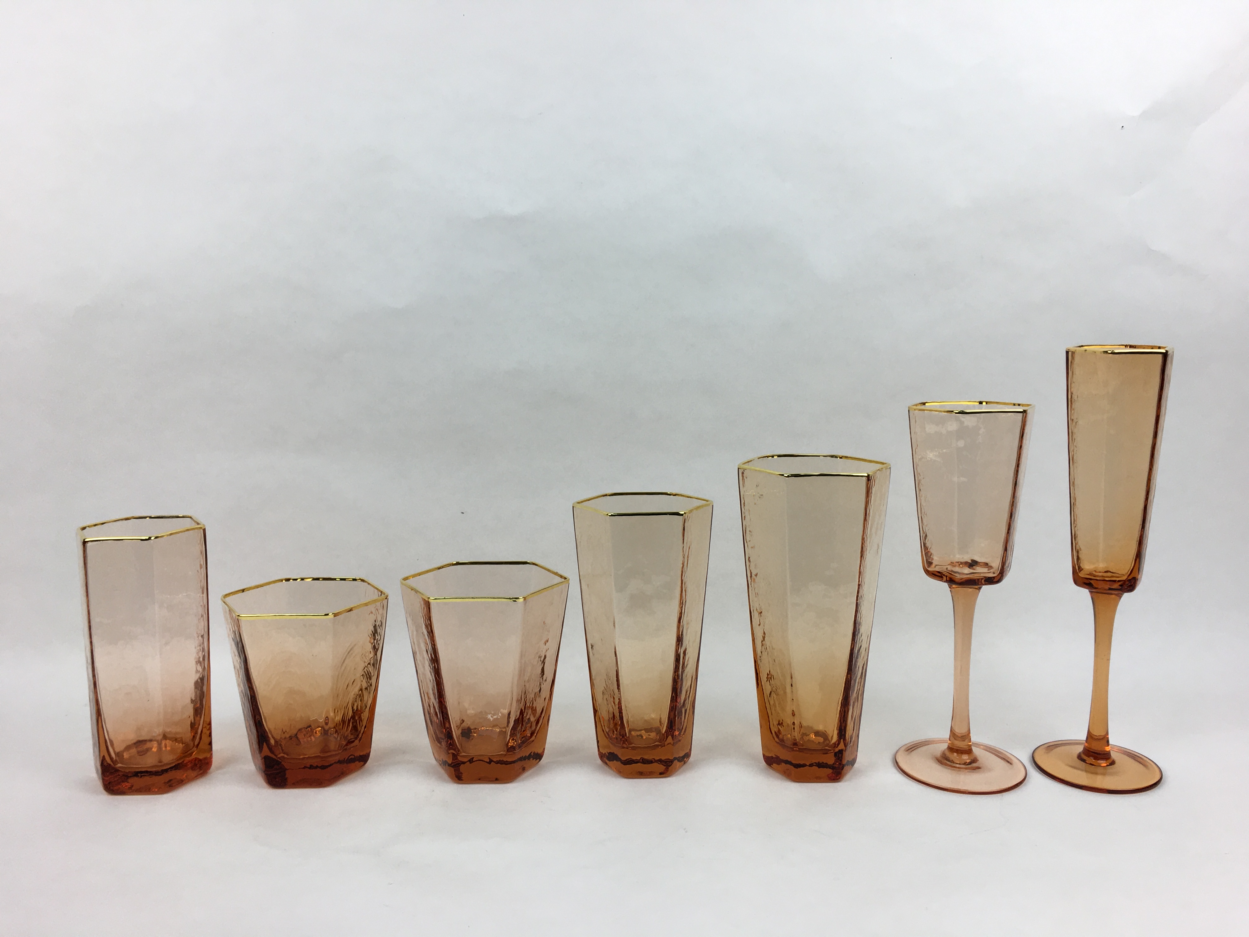 Pink Crystal Glass / Cups With Godl Rim