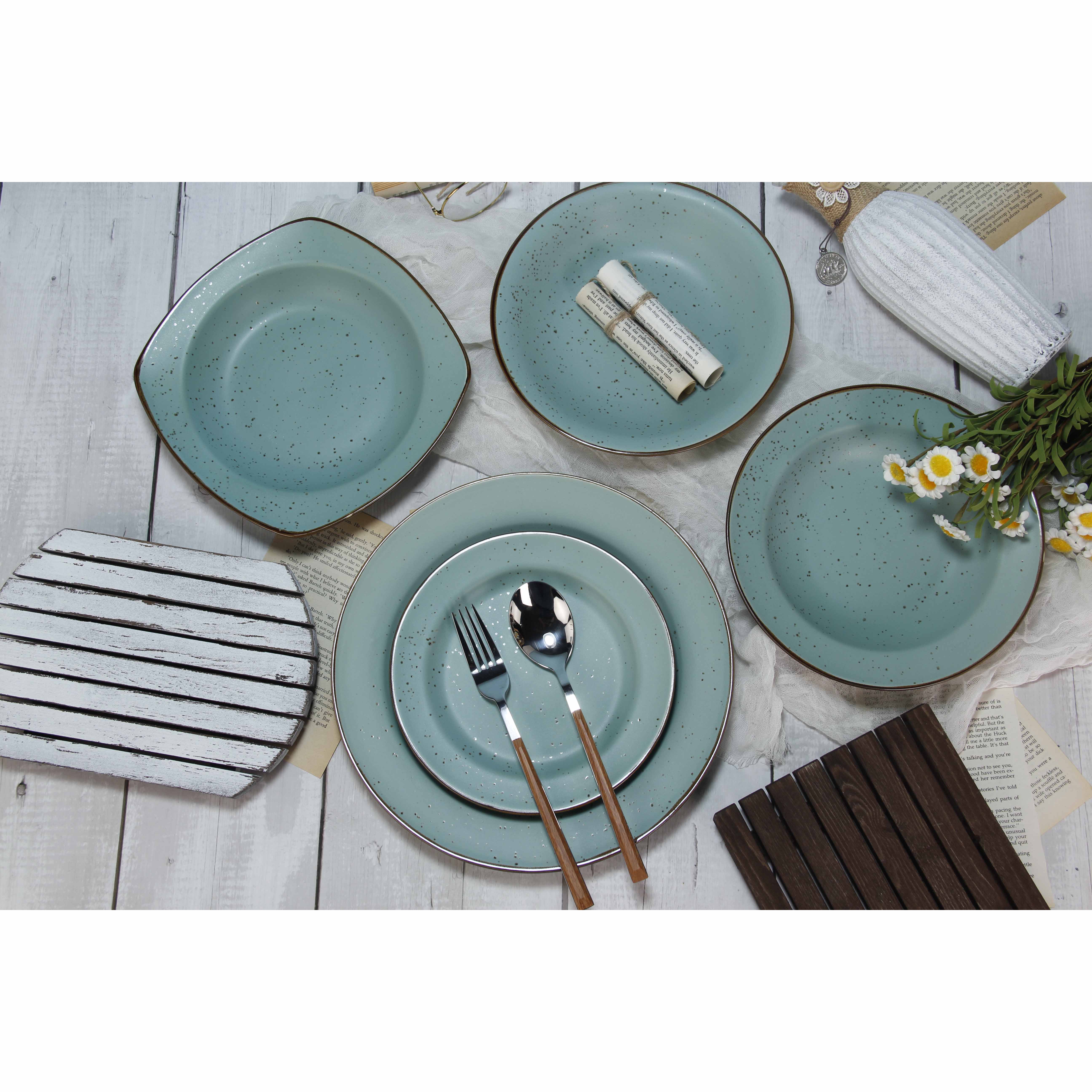 Kic Blue Green Matte Glaze Tableware Set
