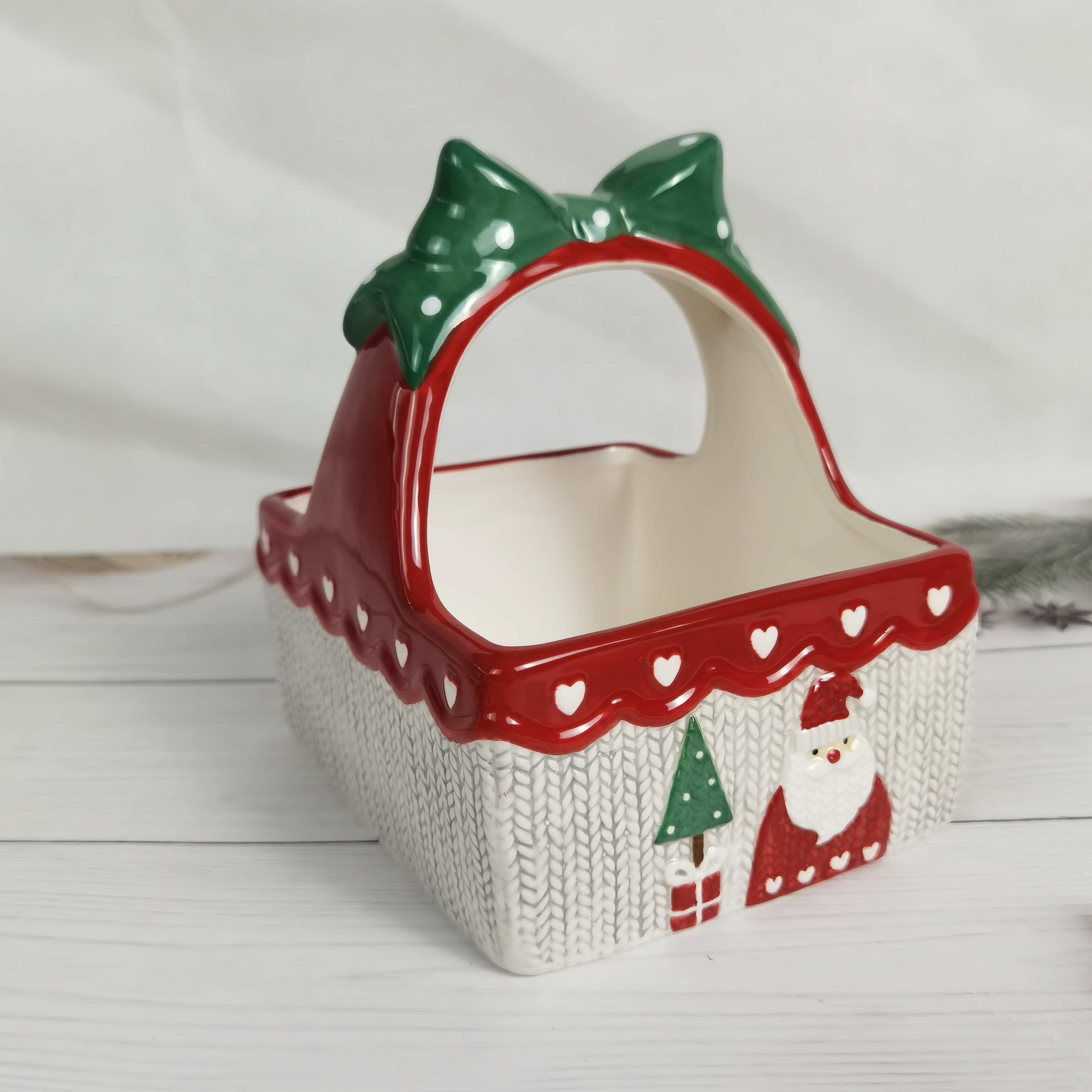 Christmas Deer design ceramic basket