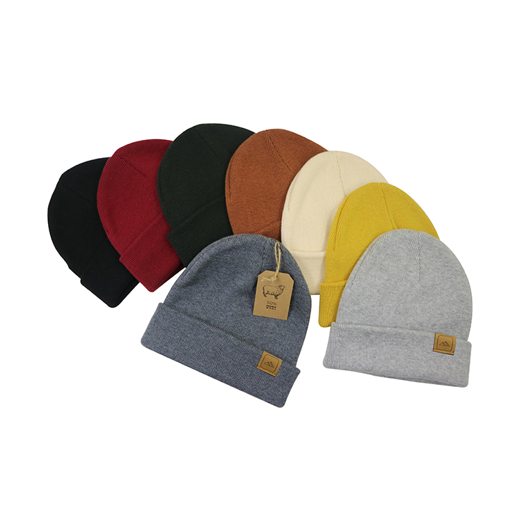 Merino wool beanie hat for cold weather