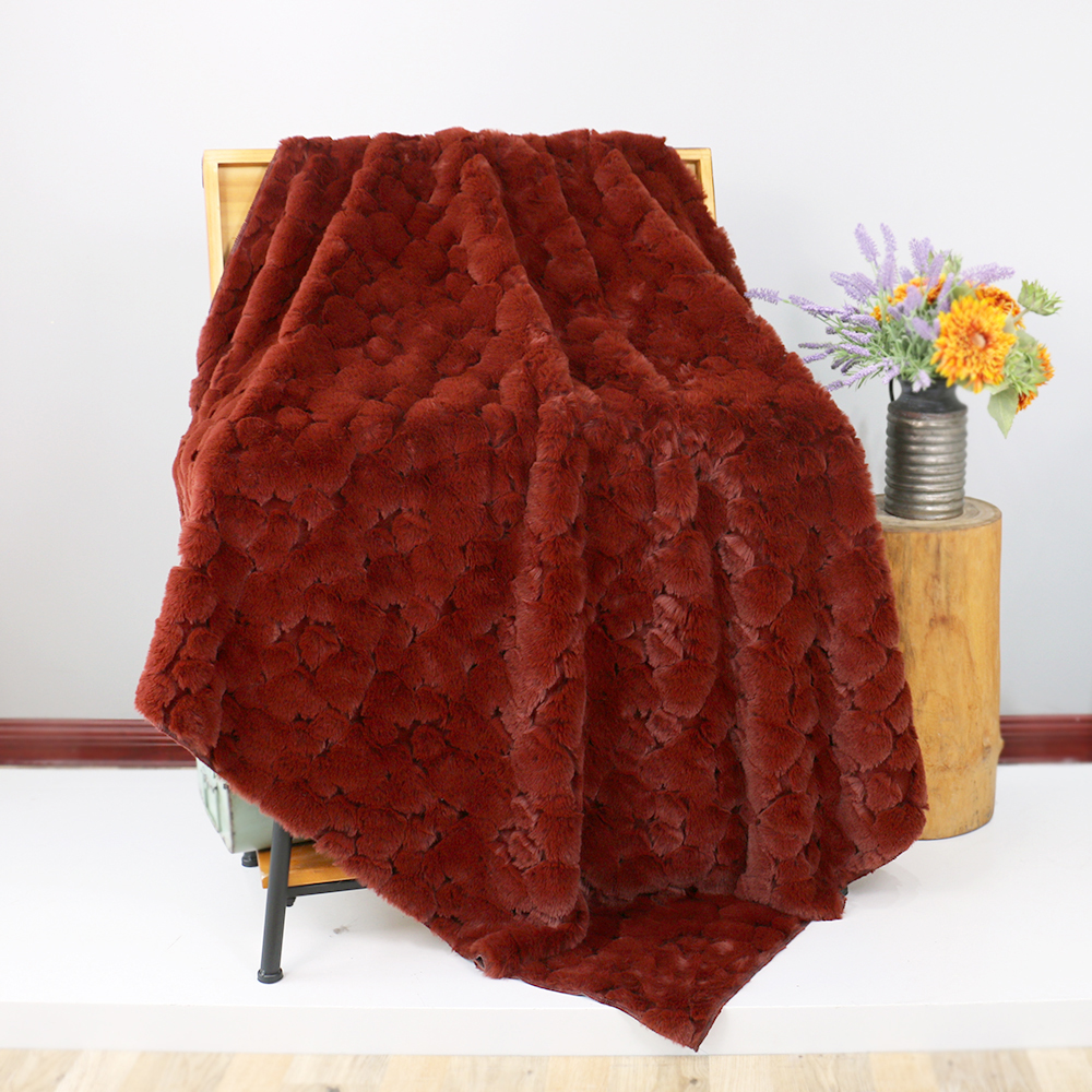 Jacquard rabbit fur throw