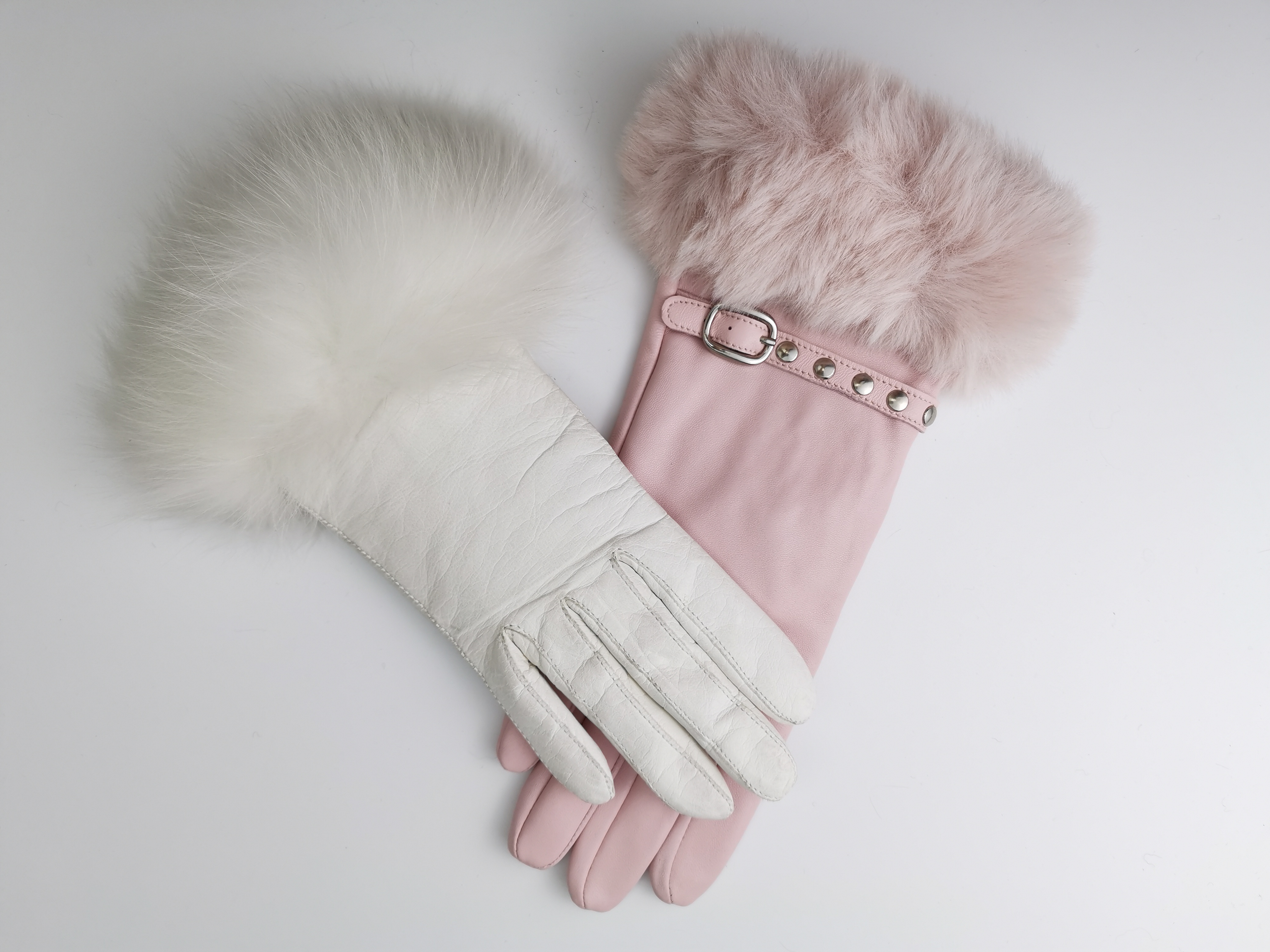 Ladies' winter sheepskin leather glove with rabbit fur