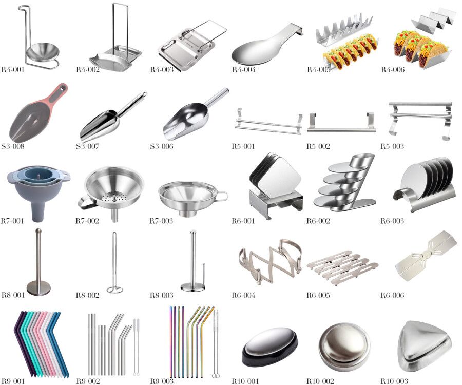 Stainless steel kitchen utensils scoop colander straw soap coaster