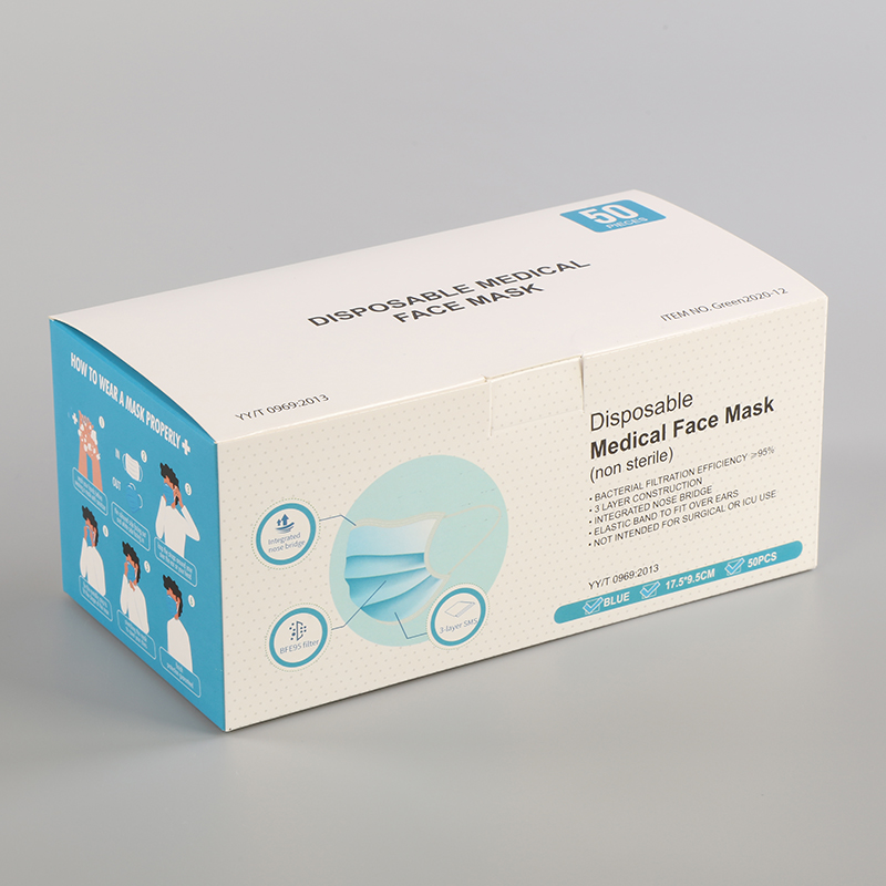 Blue Adult 3 Ply Non-woven Disposable Medical Face Mask