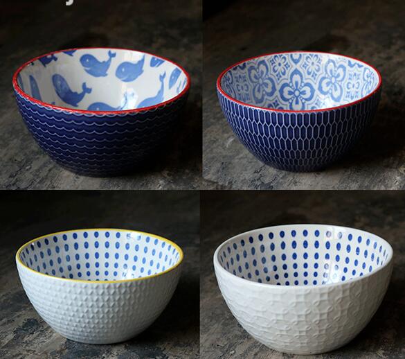 4.5inch Porcelain Salad Bowls, Pasta Bowl Set, Microwave & Dishwasher Safe, Sturdy & Stackable
