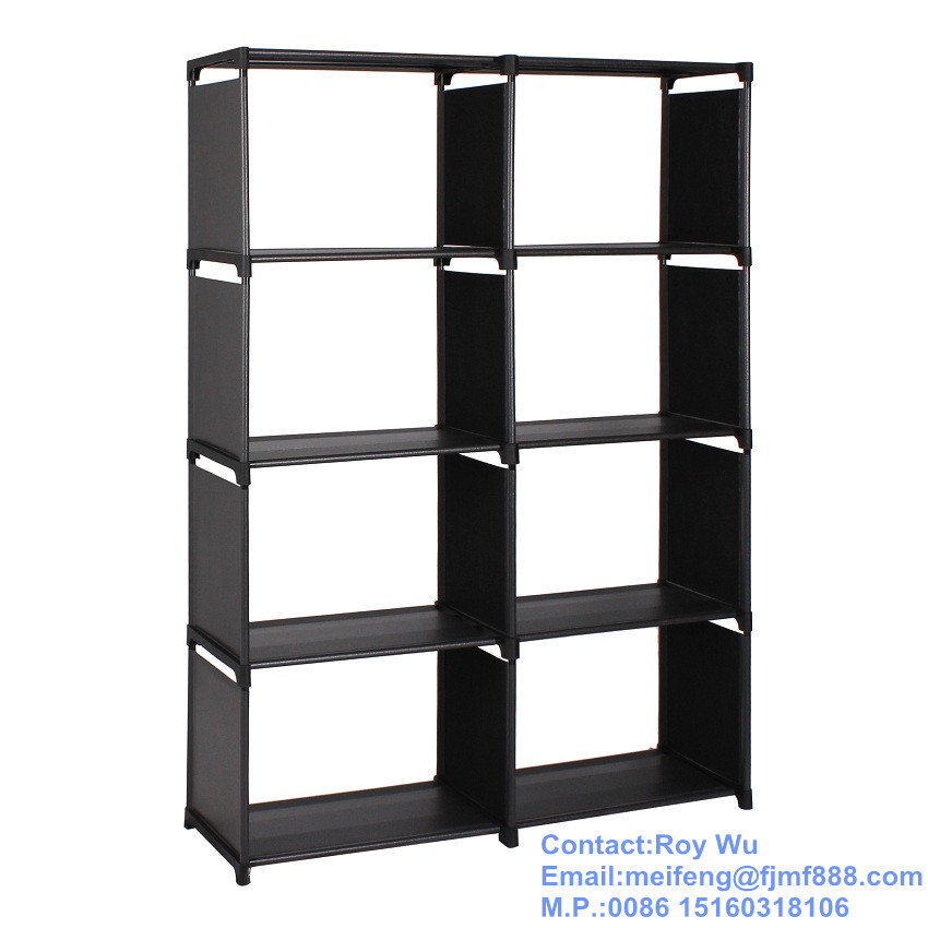 Hot Sell Household Sundries Storage Rack Double Row 8-Cubes Fabric Bookcase Portable Storage Holder