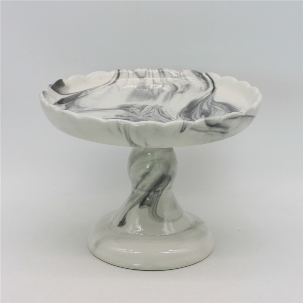 Marbling finish ceramic cake stand