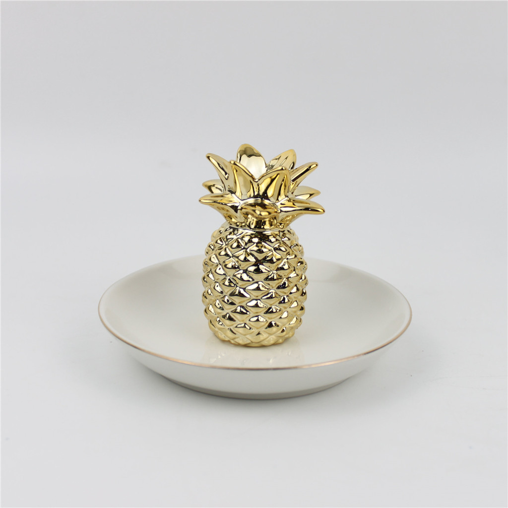 Electroplated pineapple jewelry dish