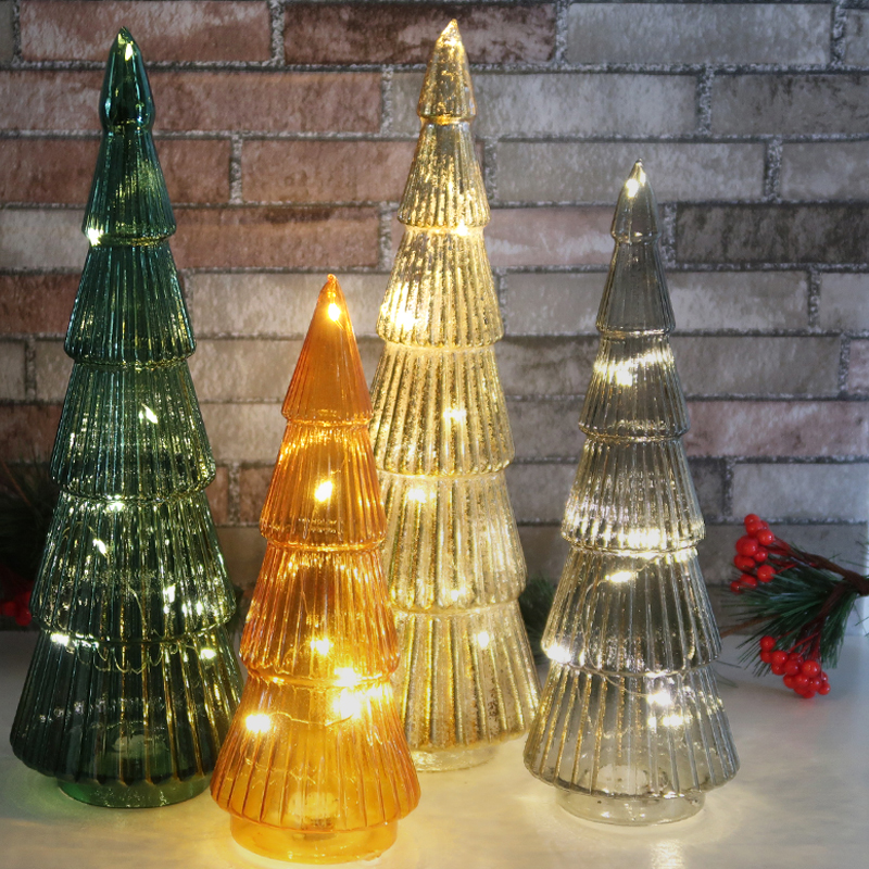 Glass tree top Christmas decoration with LED light