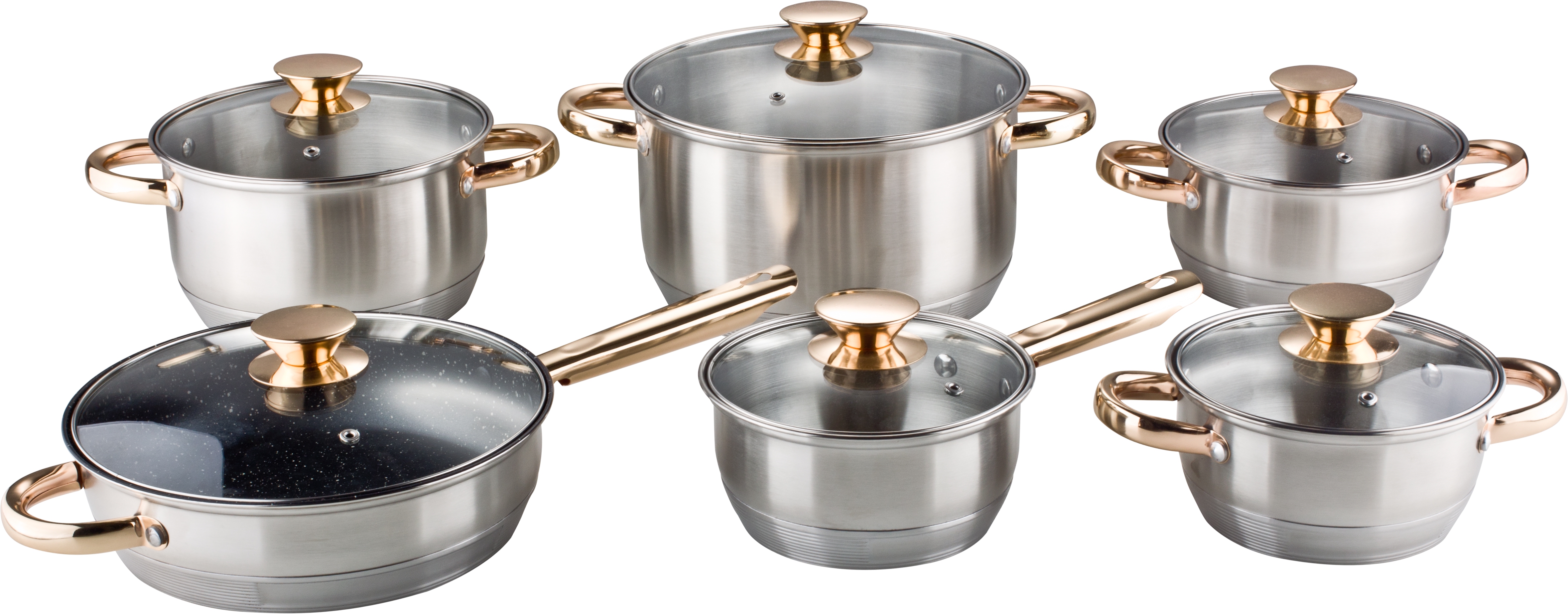 Stainless steel cookware set 12pcs(with 5 layers bottom)