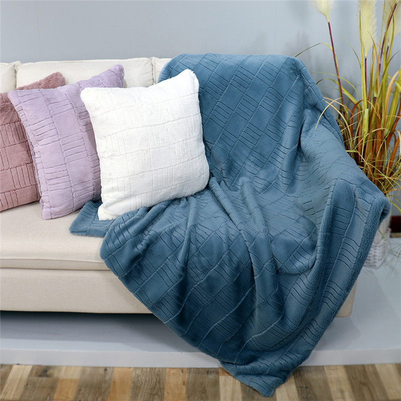 Jacquard rabbit fur blanket for sofa and bed