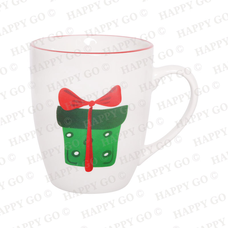 Christmas Applique White Porcelain 12OZ Cup