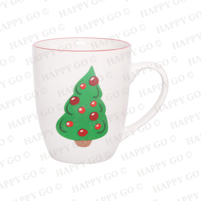 Christmas Applique White Porcelain 12OZ Cup