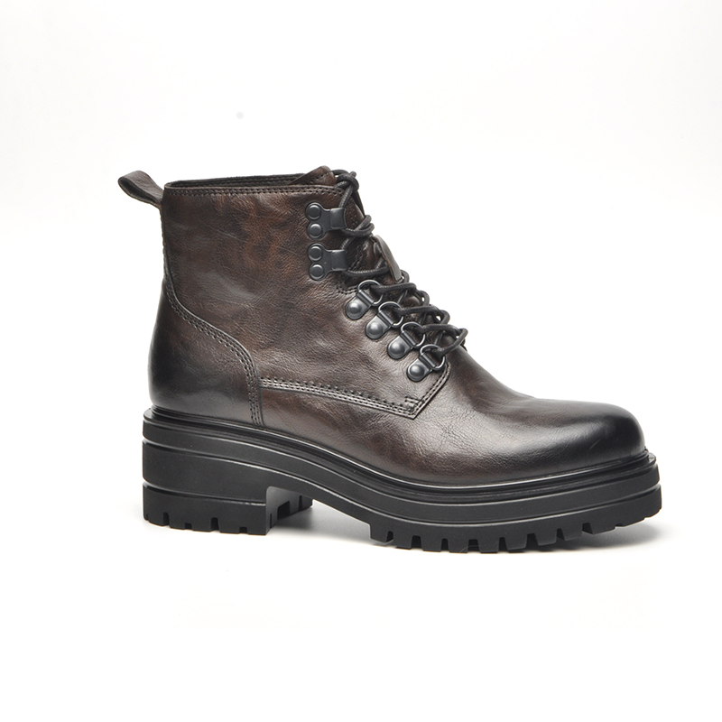 Wild wrinkle leather Ladies Moto-inspired ankle boot snow boot W509B-08