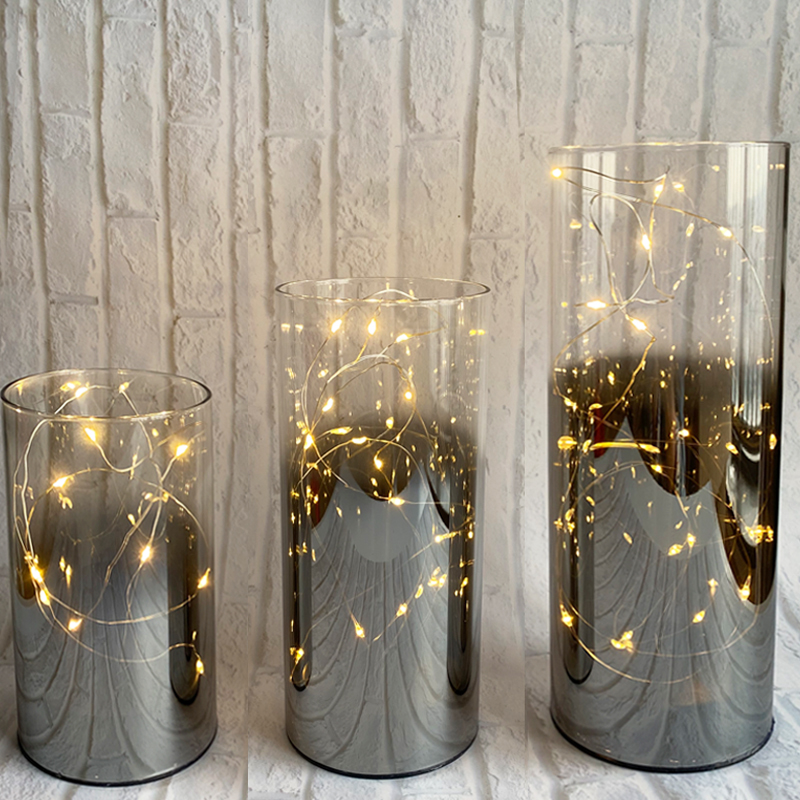 Glass tube LED Christmas ornament table decoration
