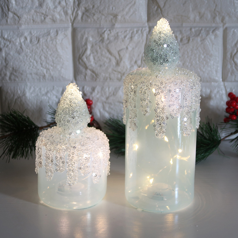 Glass candle with LED light Christmas ornament home decoration