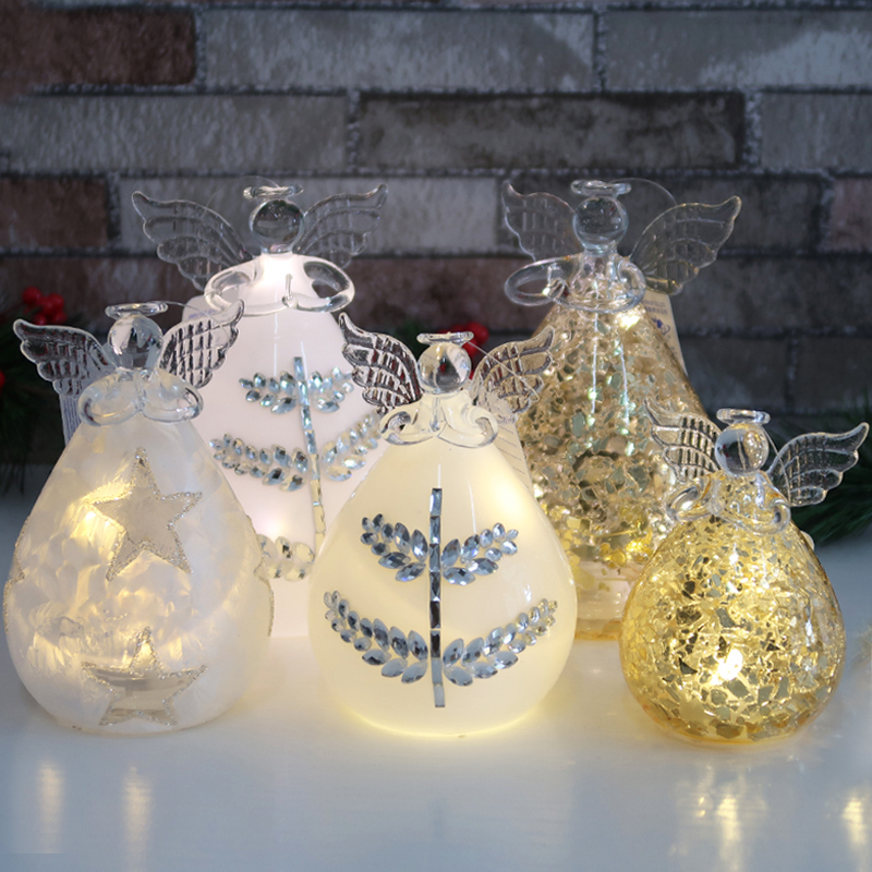 Lighted glass angel for Christmas decoration