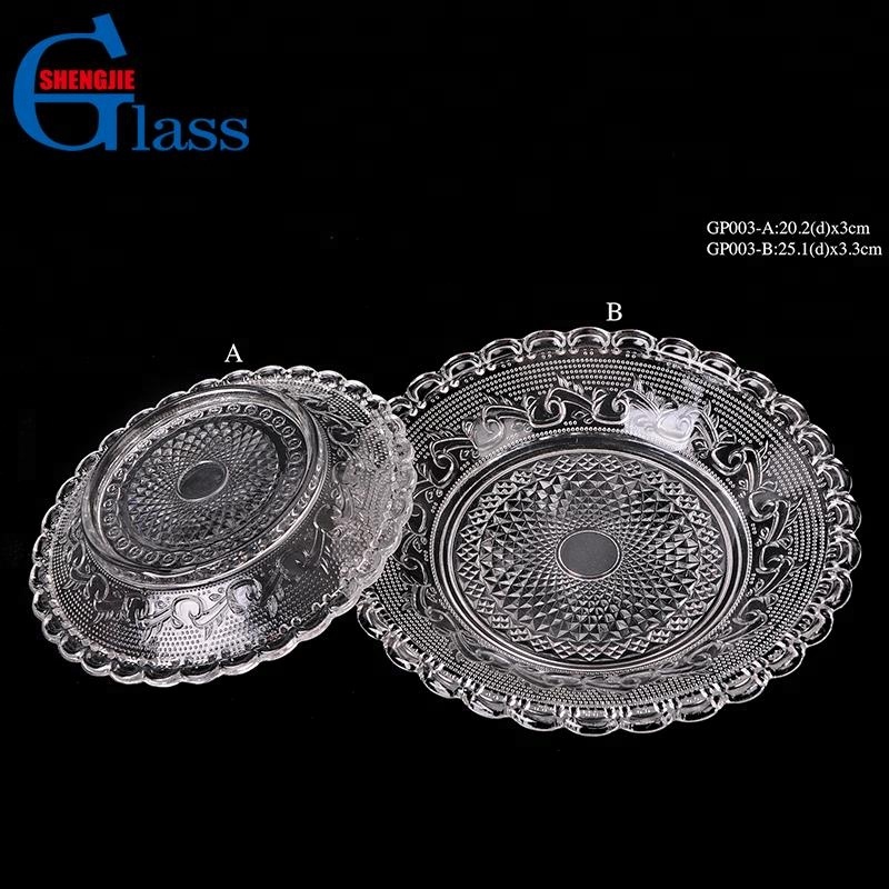 Factory Clear Glass Dining Plate Set with Glass Stand