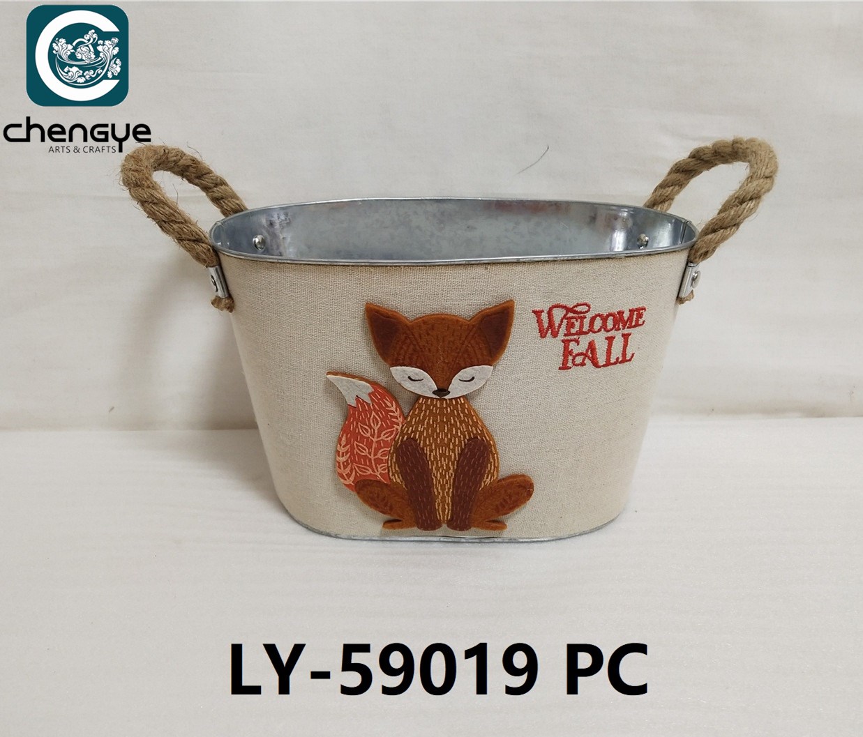 harvest season storage metal bucket with decoration
