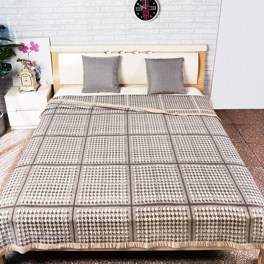 indoor&outdoor houndstooth 100% wool blanket sofa cover plaid for bedroom