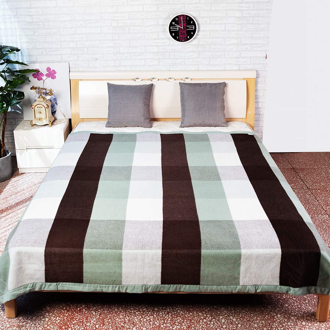 Indoor&outdoor plain 100% wool blanket sofa cover plaid for bedroom