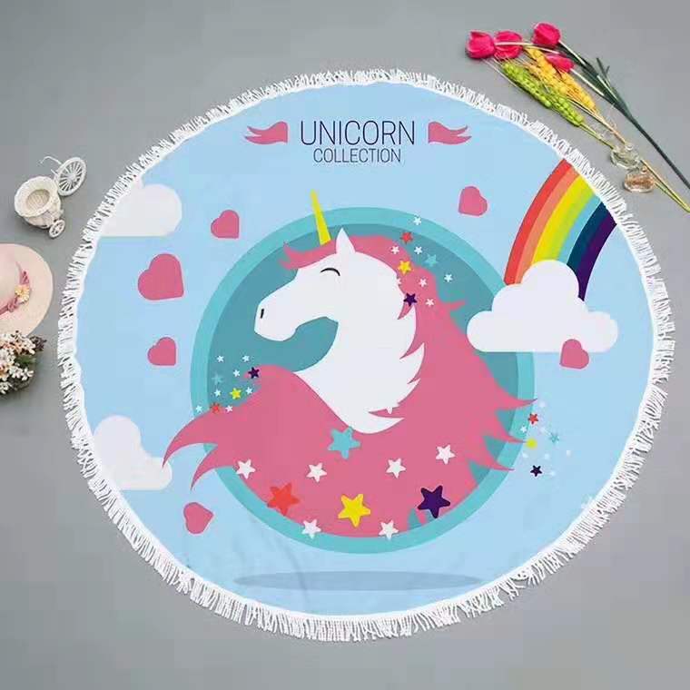 Custom promotion microfiber printed round beach towel