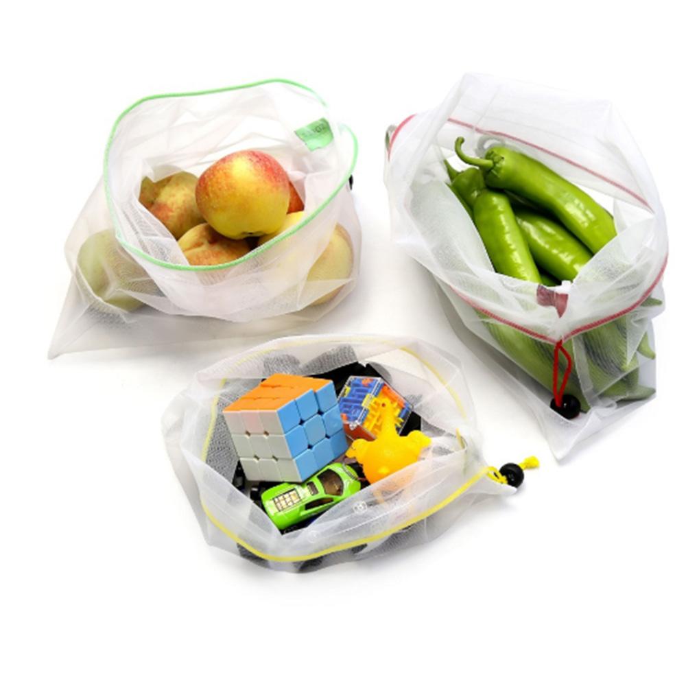 Promotional Customized Polyester Reusable Storage Fruit Net Vegetable Mesh Bag