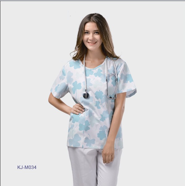 Fashion female printed scrub set