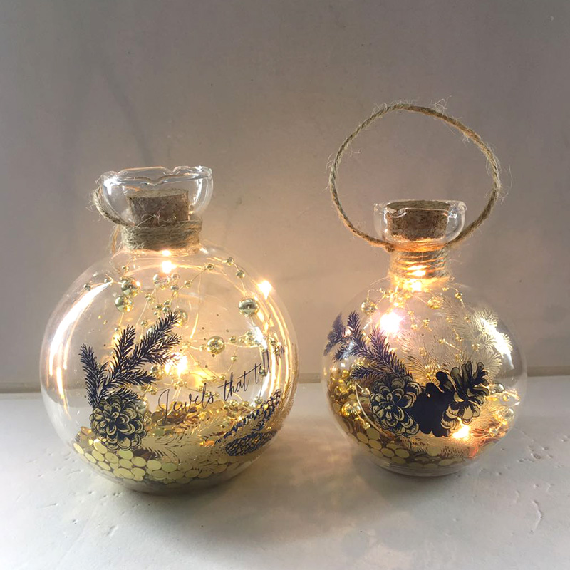 Glass bottle with light