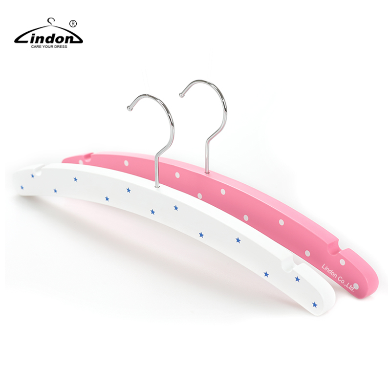0000* Cute Colored Moon Shape Wooden Kids Top Hanger with Notches