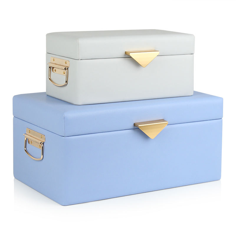 Set of 2 faux leather covered storage trunk organizer