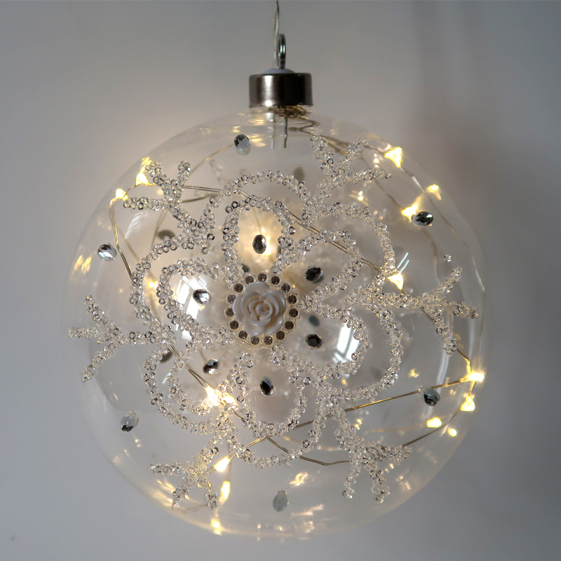 Glass ball Christmas LED hanging ornament
