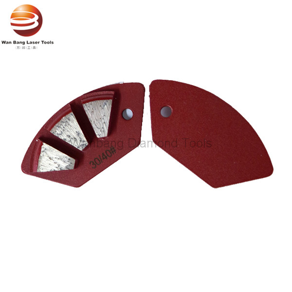 Sector shape three segment diamond floor grinding shoes