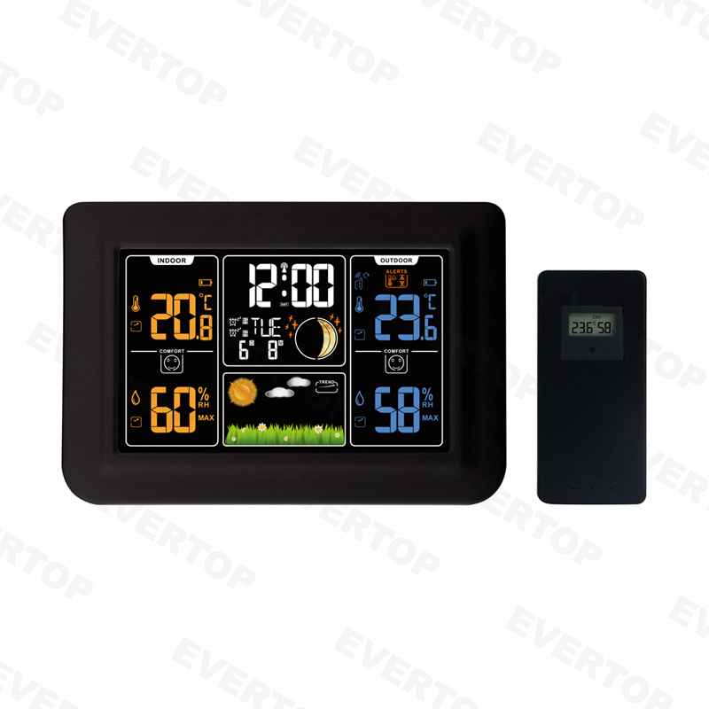 433mhz Rf Color Screen Va Lcd Weather Station Clock Et820e